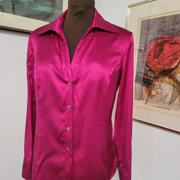 Talbots Tops - Talbots Silk Raspberry Pink Shirt Size 12